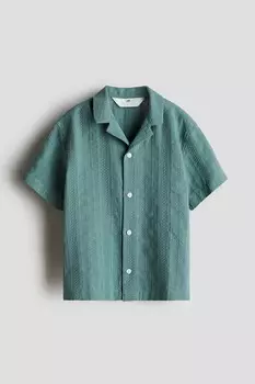 Повседневная рубашка из структурированной ткани H&M, зеленый