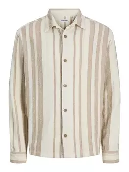 Повседневная рубашка JACK & JONES Comfort fit Button Up Shirt, цвет beige/white