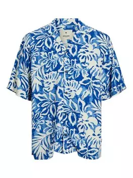 Повседневная рубашка JACK & JONES Comfort fit Button Up Shirt JJBlurexton, синий/светло-синий