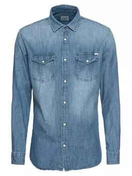 Повседневная рубашка JACK & JONES Regular fit Button Up Shirt Sheridan, синий деним