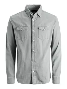Повседневная рубашка JACK & JONES Regular fit Button Up Shirt Sheridan, серый деним