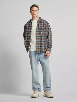 Повседневная рубашка классического кроя с воротником-стойкой REVIEW, темно-коричневый