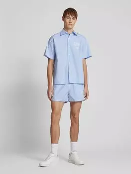 Повседневная рубашка классического кроя с воротником-стойкой ANOTHER COTTON LAB, синий