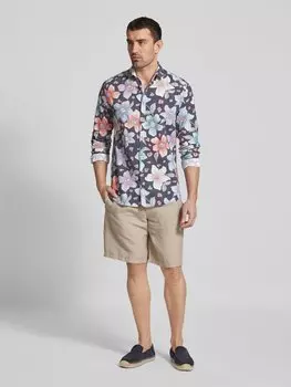 Повседневная рубашка классического кроя с воротником-стойкой Colours & Sons