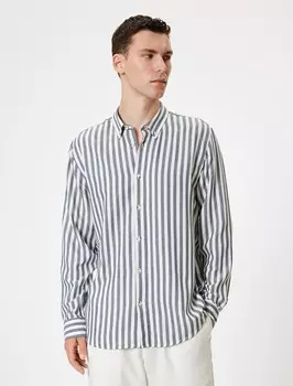 Повседневная рубашка Koton Slim fit Button Up Shirt, темно-синий
