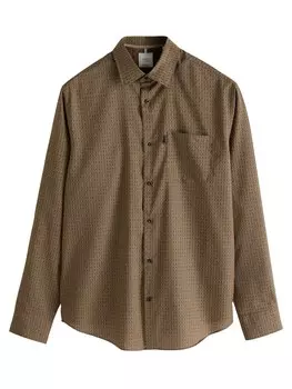 Повседневная рубашка Next Regular fit Button Up Shirt, коричневый