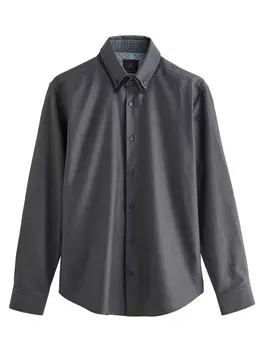 Повседневная рубашка Next Regular fit Button Up Shirt, темно-серый