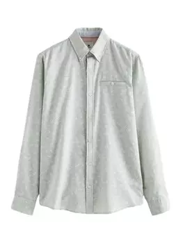 Повседневная рубашка Next Regular fit Button Up Shirt, серый