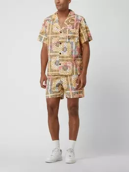 Повседневная рубашка облегающего кроя из хлопка с короткими рукавами KARL KANI, розовый