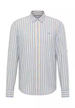 Повседневная рубашка облегающего кроя с длинным рукавом и воротником на пуговицах Mustang, синий