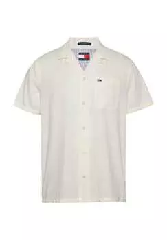 Повседневная рубашка обычного кроя с коротким рукавом и воротником-лацканами Tommy Jeans, экрю
