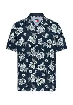 Повседневная рубашка обычного кроя с коротким рукавом и воротником-лацканами Tommy Jeans, цвет c1g dark night na