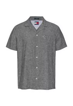 Повседневная рубашка обычного кроя с коротким рукавом и воротником-лацканами Tommy Jeans, цвет c1g dark night na