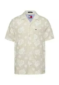 Повседневная рубашка обычного кроя с коротким рукавом и воротником-лацканами Tommy Jeans, цвет acg newsprint flo