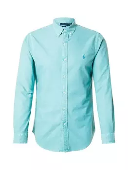 Повседневная рубашка Polo Ralph Lauren Slim fit Button Up Shirt, бирюзовый