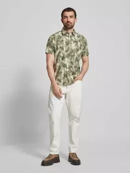 Повседневная рубашка прямого кроя с нагрудным карманом camel active, оливковый