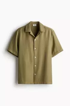 Повседневная рубашка прямого кроя со структурой H&M, зеленый
