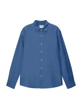 Повседневная рубашка Pull&Bear Comfort fit Button Up Shirt, синий