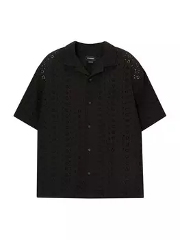 Повседневная рубашка Pull&Bear Comfort fit Button Up Shirt, черный