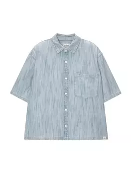 Повседневная рубашка Pull&Bear Regular fit Button Up Shirt, светло-синий