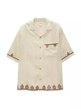 Повседневная рубашка Pull&Bear Regular fit Button Up Shirt, бежевый