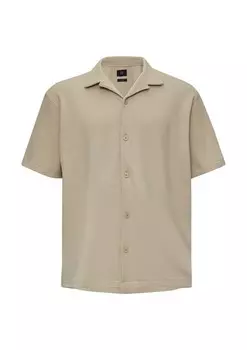 Повседневная рубашка QS Comfort fit Button Up Shirt, бежевый