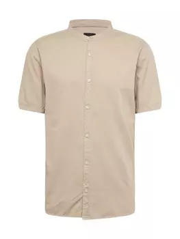 Повседневная рубашка QS Regular fit Button Up Shirt, бежевый