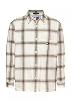 Повседневная рубашка с длинным рукавом и воротником-стойкой Tommy Jeans, белый