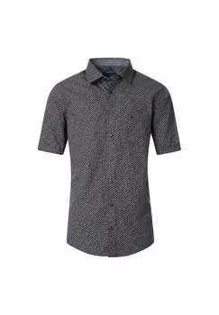 Повседневная рубашка с коротким рукавом и принтом повседневный крой Casamoda, черный