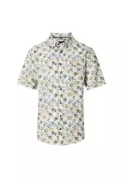 Повседневная рубашка с коротким рукавом и принтом удобная посадка Casamoda, зеленый