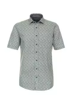 Повседневная рубашка с коротким рукавом и принтом удобная посадка Casamoda, бирюзовый