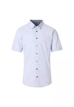 Повседневная рубашка с коротким рукавом однотонная комфортного кроя Casamoda, голубой