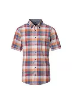 Повседневная рубашка с коротким рукавом в клетку удобная посадка Casamoda, коричневый