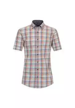 Повседневная рубашка с коротким рукавом в клетку удобная посадка Casamoda, синий