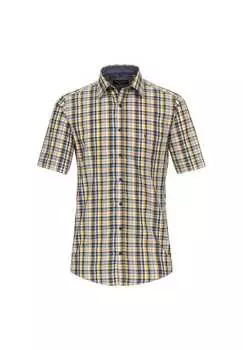 Повседневная рубашка с коротким рукавом в клетку свободного покроя Casamoda, желтый