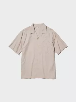 Повседневная рубашка с короткими рукавами Uniqlo, цвет 31 бежевый
