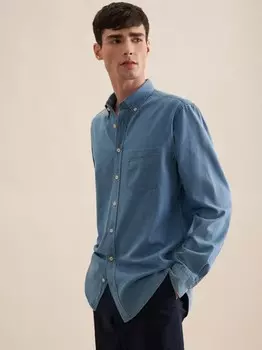 Повседневная рубашка с обычным длинным рукавом Seidensticker, синий