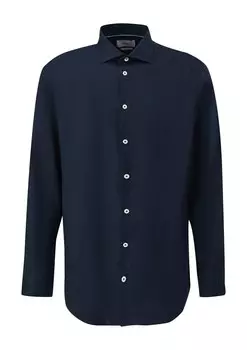 Повседневная рубашка s.Oliver BLACK LABEL Regular fit Button Up Shirt, темно-синий