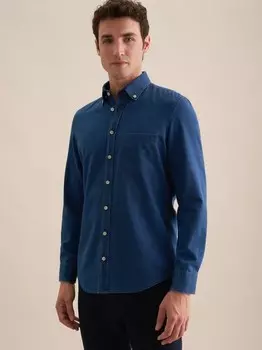 Повседневная рубашка с тонким длинным рукавом Seidensticker, синий