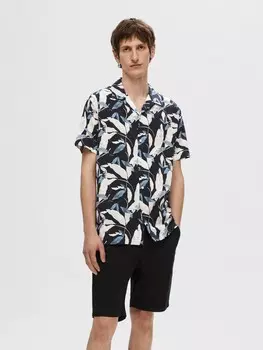 Повседневная рубашка SELECTED HOMME Comfort fit Button Up Shirt, черный