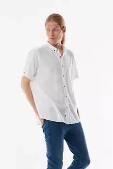 Повседневная рубашка со сложенными рукавами Fullamoda, белый