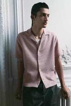 Повседневная рубашка со структурой, стандартного кроя H&M, розовый
