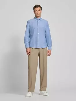 Повседневная рубашка стандартного кроя из чистого хлопка с начесом Оксфордского качества Marc O'Polo, синий