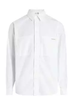 Повседневная рубашка стандартного кроя с длинным рукавом и воротником-стойкой Calvin Klein Jeans, белый