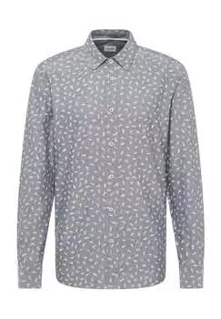 Повседневная рубашка стандартного кроя с длинным рукавом и воротником на пуговицах Mustang, синий