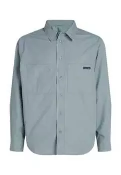 Повседневная рубашка стандартного кроя с длинным рукавом и воротником-стойкой Calvin Klein Jeans, серый