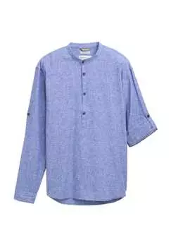 Повседневная рубашка свободного кроя с длинным рукавом и воротником-стойкой Denim Tom Tailor, синий