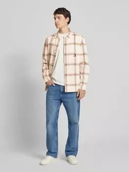 Повседневная рубашка свободного кроя с клетчатым узором Tommy Jeans, кремовый