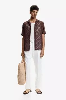 Повседневная рубашка, связанная крючком, стандартного кроя H&M, фиолетовый