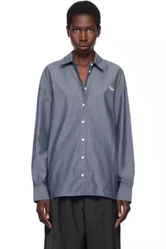 Повседневная рубашка темно-синего цвета Maison Kitsun